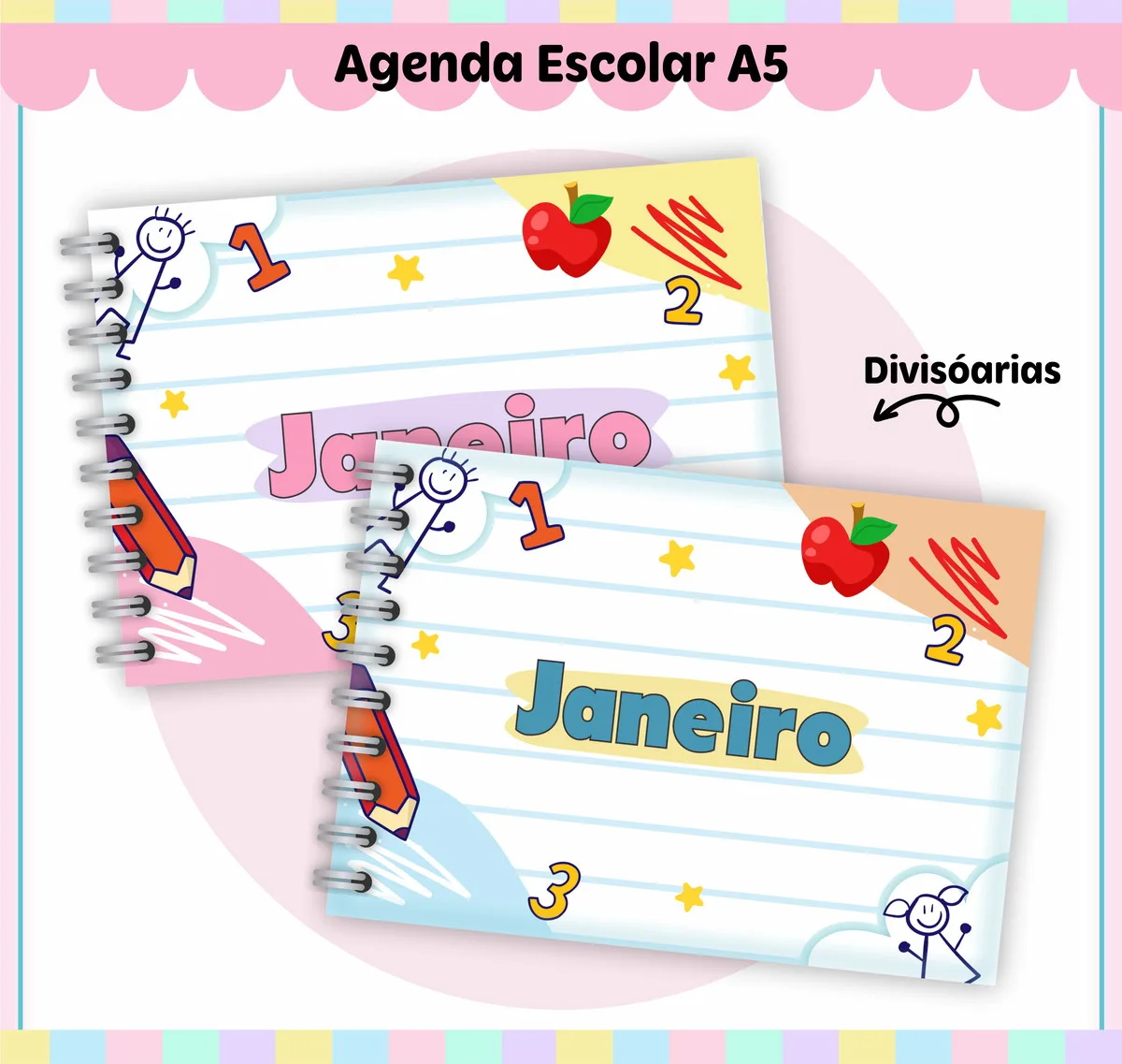 Agenda Escolar A6 Digital para Imprimir e Personalizar 1 Agenda Escolar A6 Digital para Imprimir e Personalizar