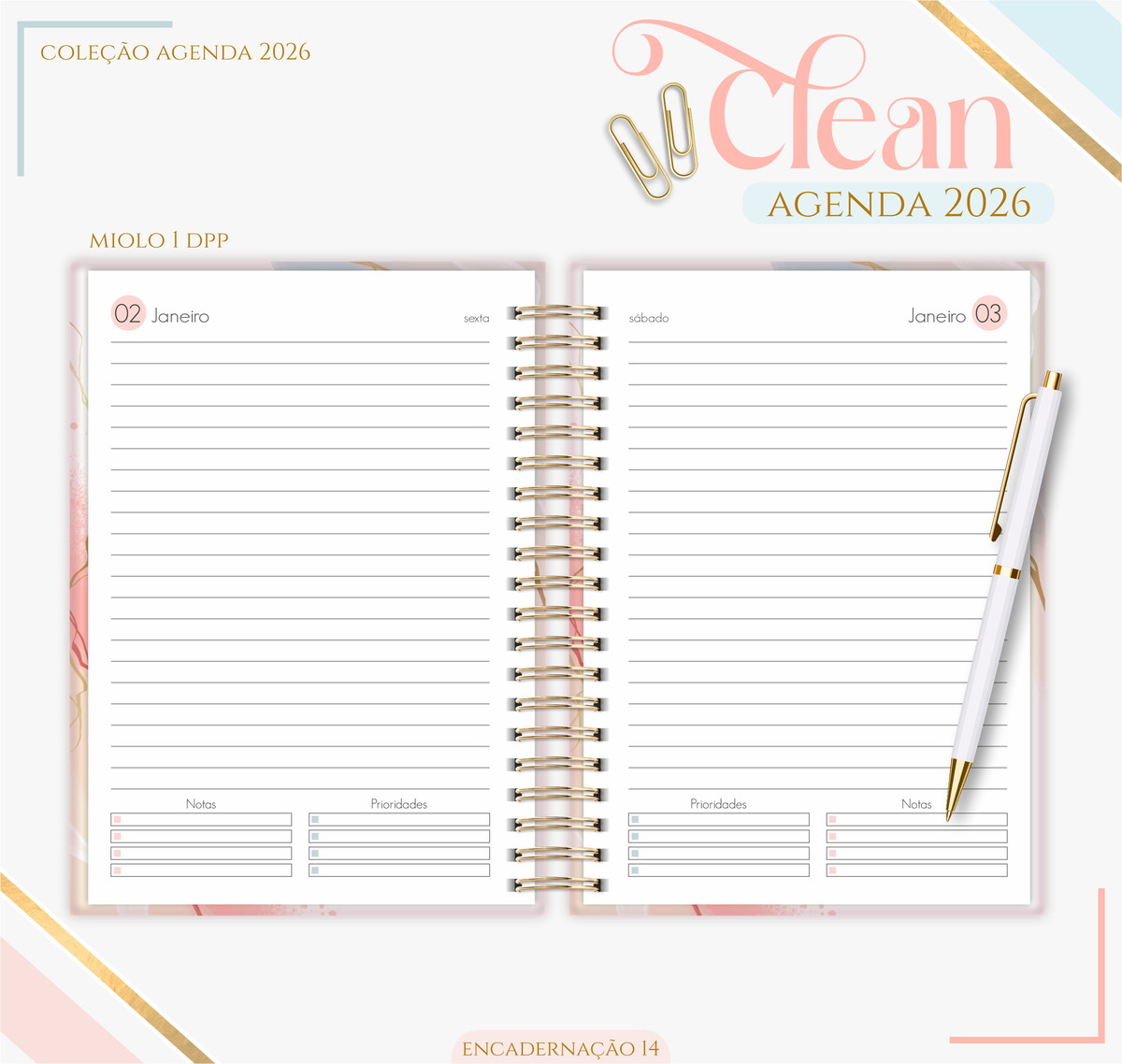 Agenda Feminina 2026 Digital para Imprimir e Encadernar 2 Agenda Feminina 2026 Digital para Imprimir e Encadernar - Imagem 2