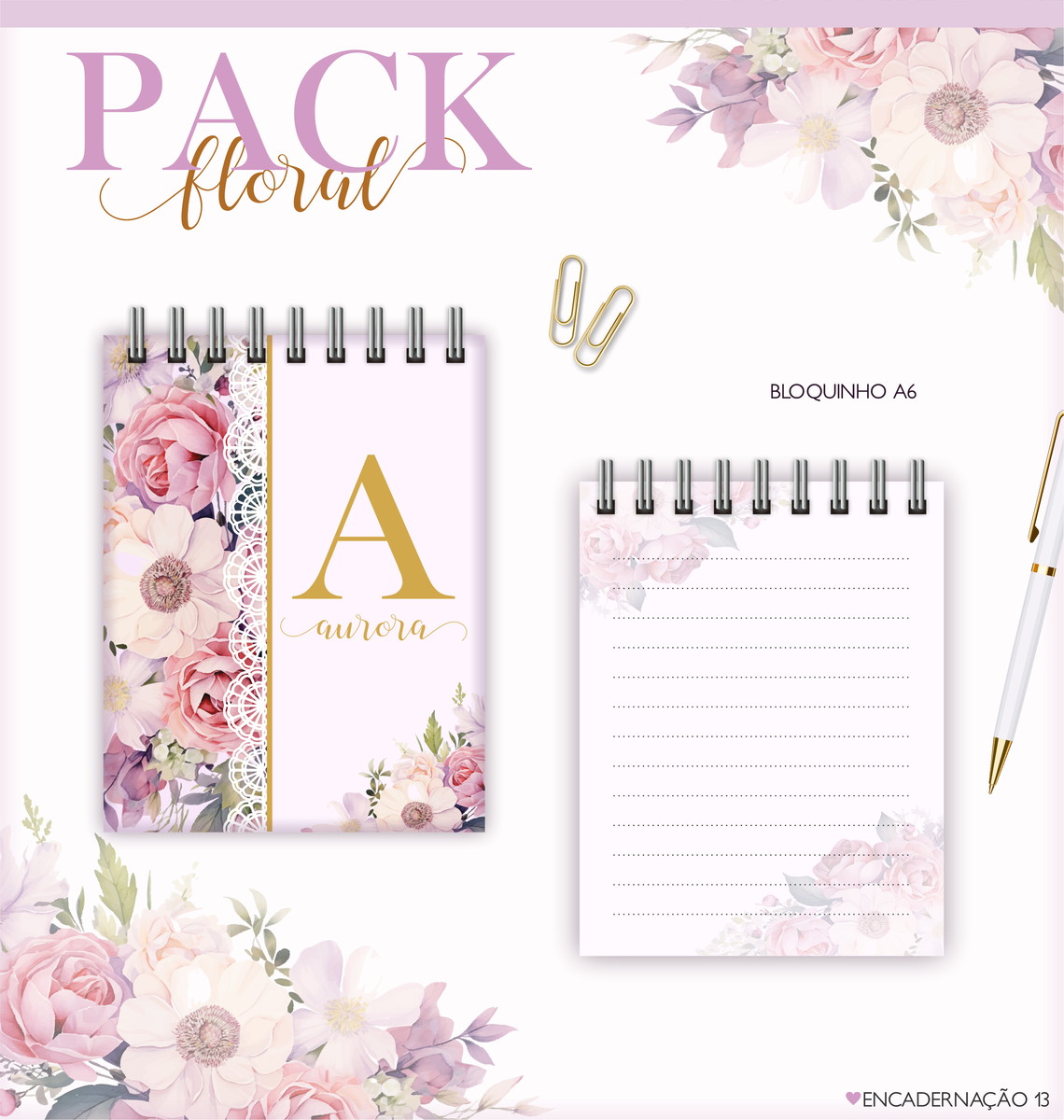 Kit Digital Agenda Feminina Floral 2026 para Personalizar 4 Kit Digital Agenda Feminina Floral 2026 para Personalizar - Imagem 4