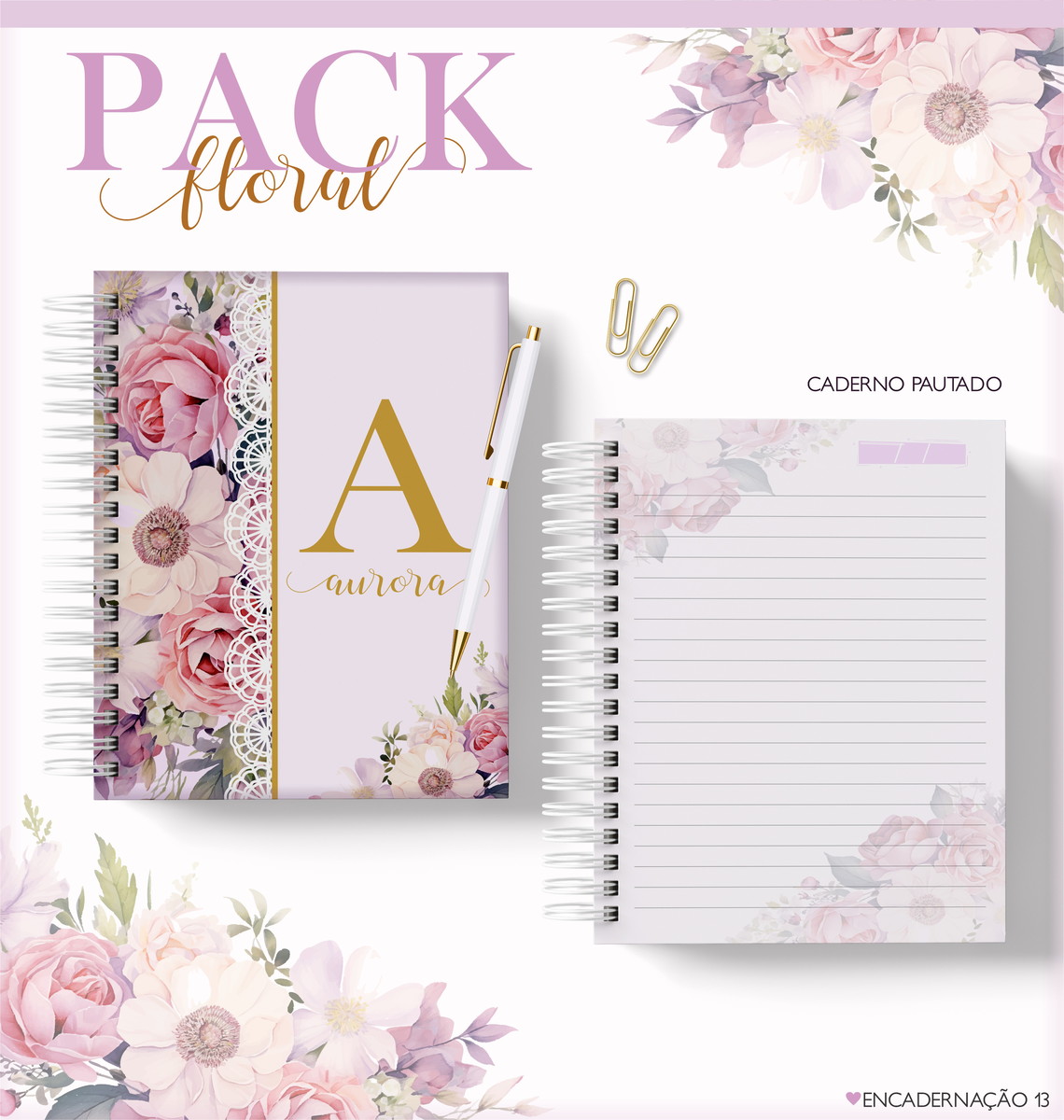 Kit Digital Agenda Feminina Floral 2026 para Personalizar 5 Kit Digital Agenda Feminina Floral 2026 para Personalizar - Imagem 5