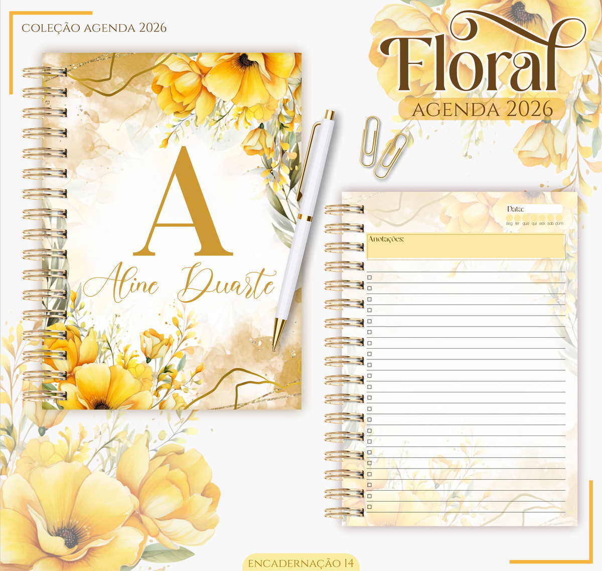 Agenda Feminina Floral 2026 Kit Digital para Imprimir 2 Agenda Feminina Floral 2026 Kit Digital para Imprimir - Imagem 2