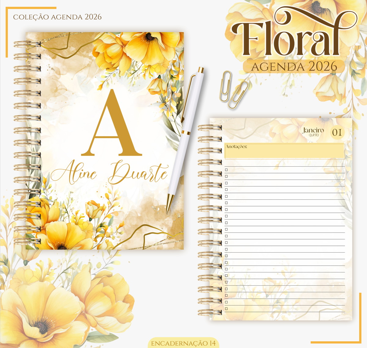 Agenda Feminina Floral 2026 Kit Digital para Imprimir 1 Agenda Feminina Floral 2026 Kit Digital para Imprimir