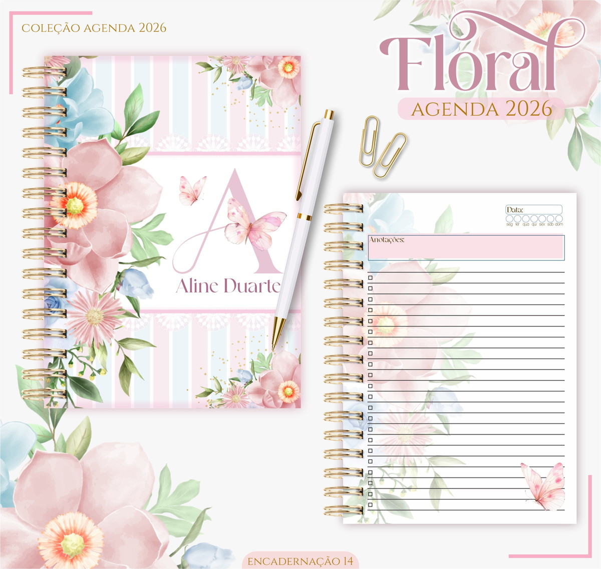 Agenda Feminina Floral Candy 2026 Digital para Imprimir 2 Agenda Feminina Floral Candy 2026 Digital para Imprimir - Imagem 2
