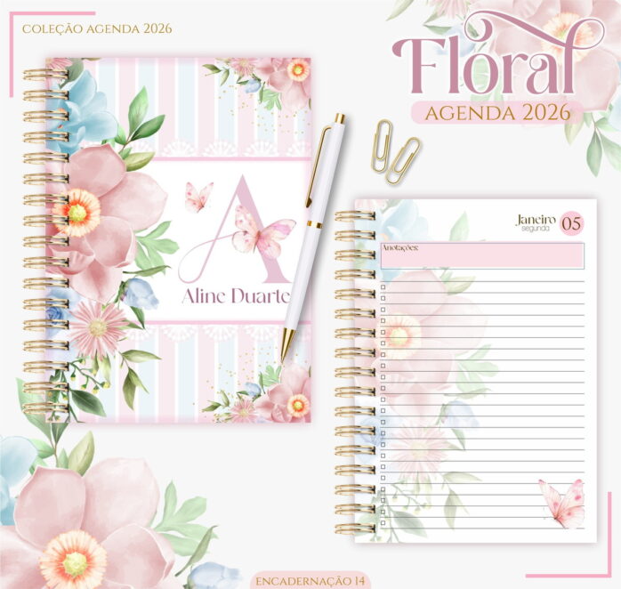 Agenda Feminina Floral Candy 2026 Digital para Imprimir 42 agenda feminina floral candy 2026 arquivo digital