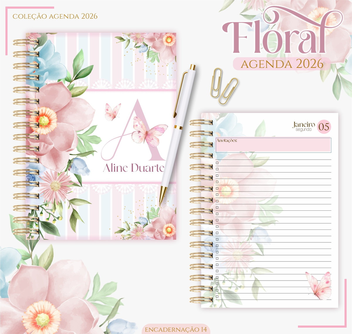 Agenda Feminina Floral Candy 2026 Digital para Imprimir 1 Agenda Feminina Floral Candy 2026 Digital para Imprimir