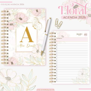 Kit Agenda Floral 2026 Digital para Personalizar 31 agenda feminina floral delicado 2026 arquivo digital