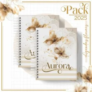 Agenda Feminina Floral Gold 2025
