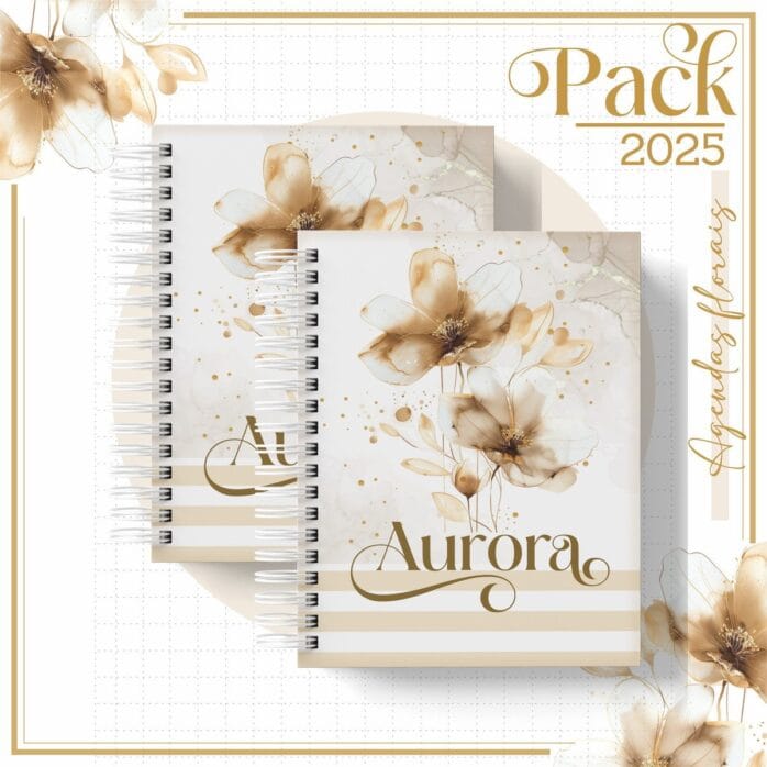 Agenda Feminina Floral Gold 2025