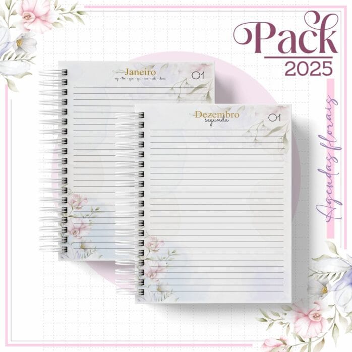 Agenda Feminina Floral Lilás 2025