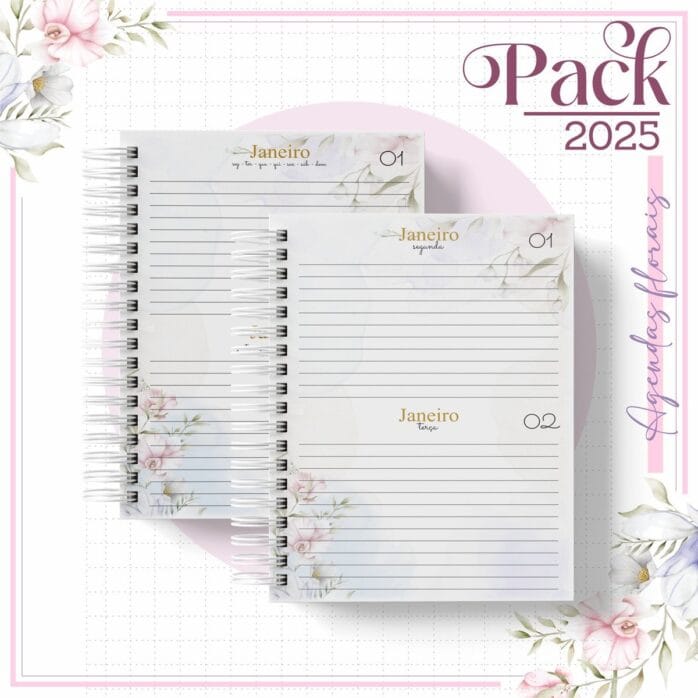 Agenda Feminina Floral Lilás 2025
