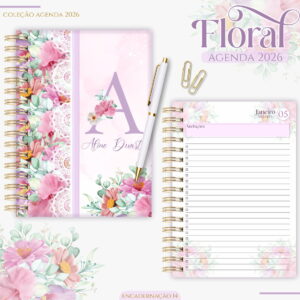 agenda feminina floral lilas 2026 arquivo digital