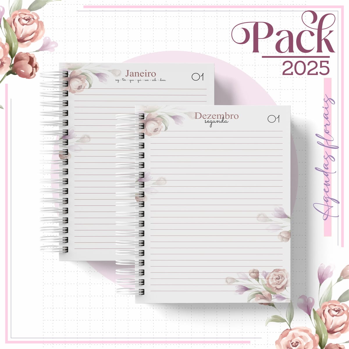 Agenda Floral 2025 para Imprimir e Vender 2 Agenda Floral 2025 para Imprimir e Vender - Imagem 2
