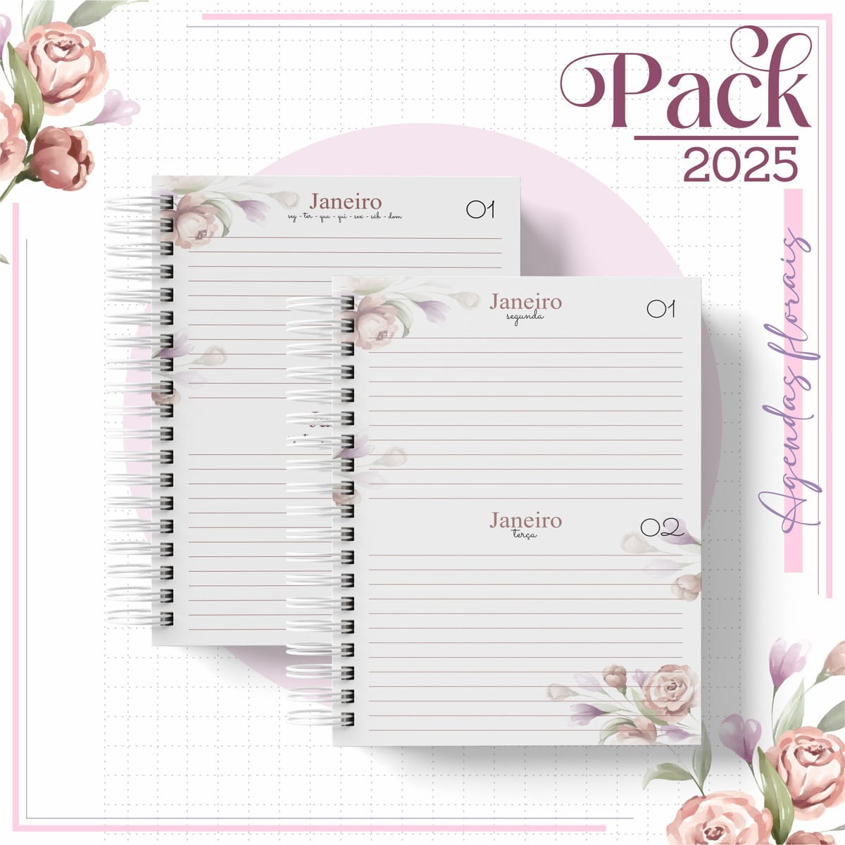 Agenda Floral 2025 para Imprimir e Vender 3 Agenda Floral 2025 para Imprimir e Vender - Imagem 3