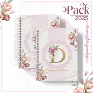 Agenda Floral 2025 para Imprimir e Vender 16 agenda feminina floral rose 2025 arquivo digital