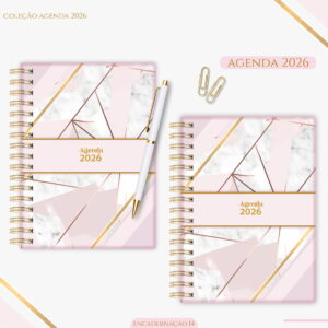 Agenda Feminina Geometric Rose 2026 Digital para Imprimir 11 agenda feminina geometric rose 2026 arquivo digital