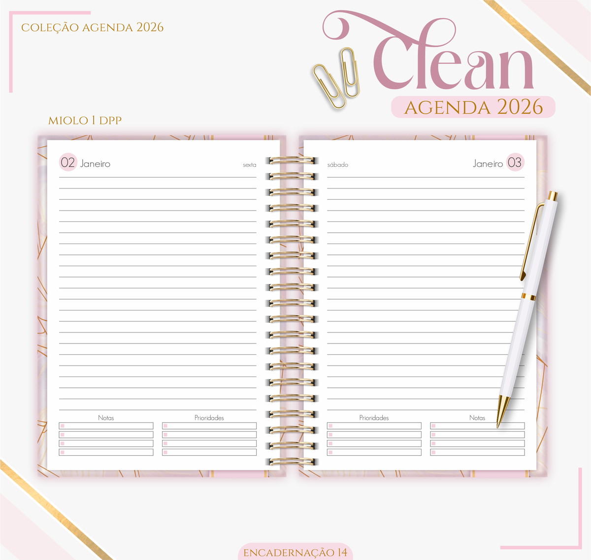 Agenda Feminina Rose Gold 2026 Digital para Imprimir 2 Agenda Feminina Rose Gold 2026 Digital para Imprimir - Imagem 2