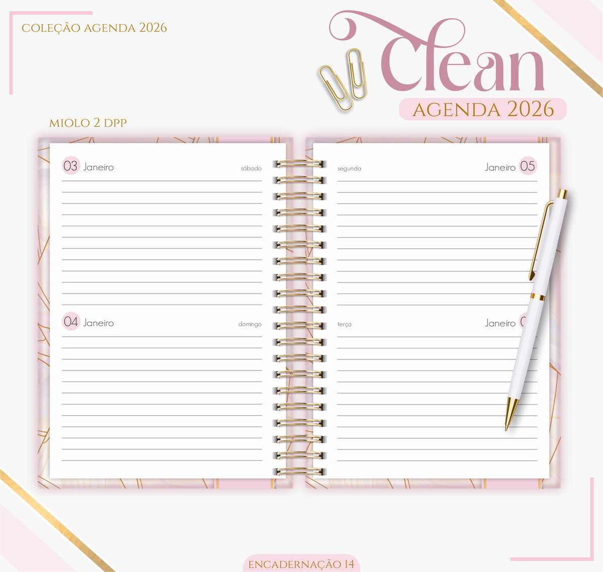 Agenda Feminina Rose Gold 2026 Digital para Imprimir 3 Agenda Feminina Rose Gold 2026 Digital para Imprimir - Imagem 3
