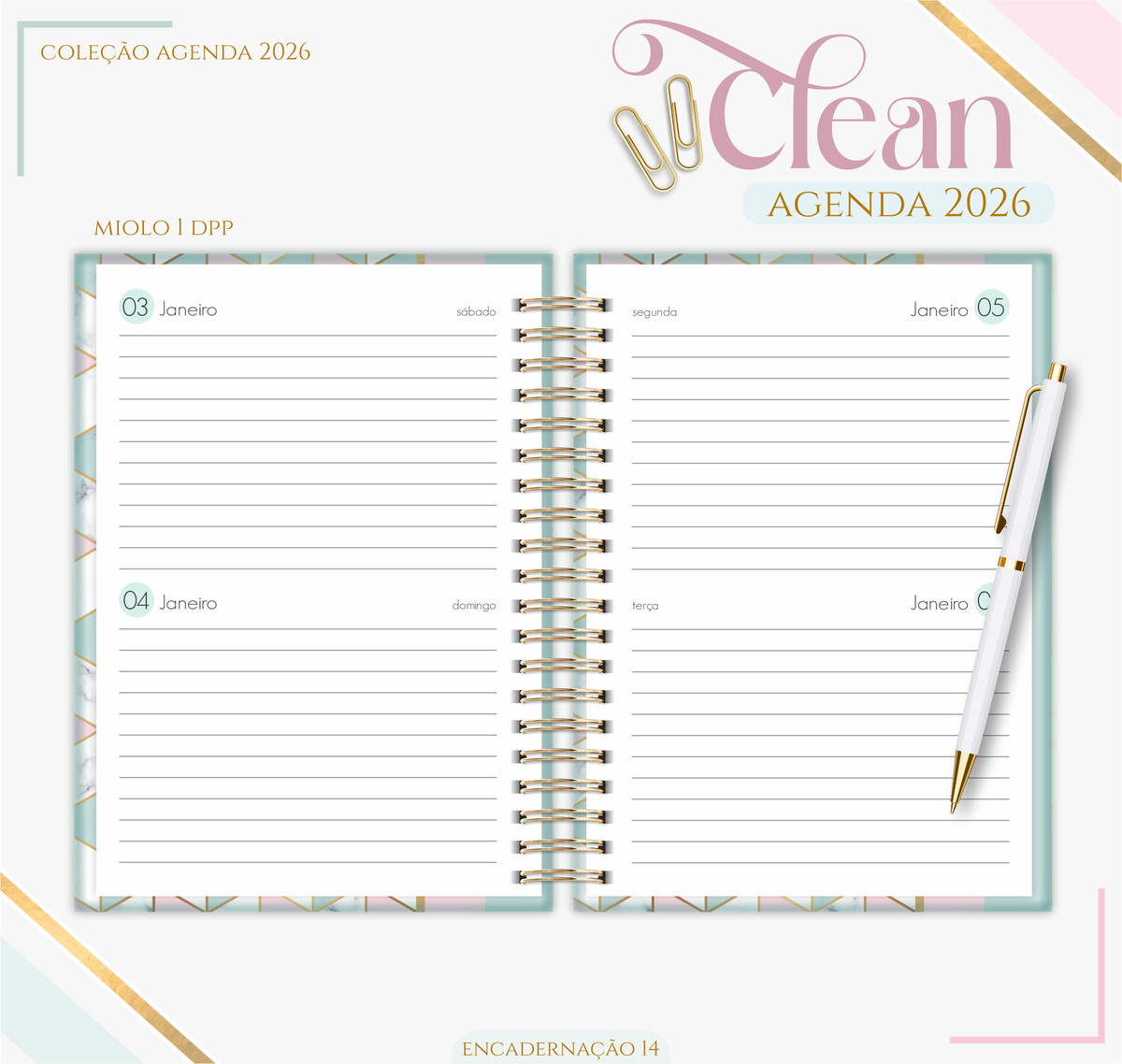 Agenda Feminina Rose Green 2026 para Imprimir e Encadernar 2 Agenda Feminina Rose Green 2026 para Imprimir e Encadernar - Imagem 2