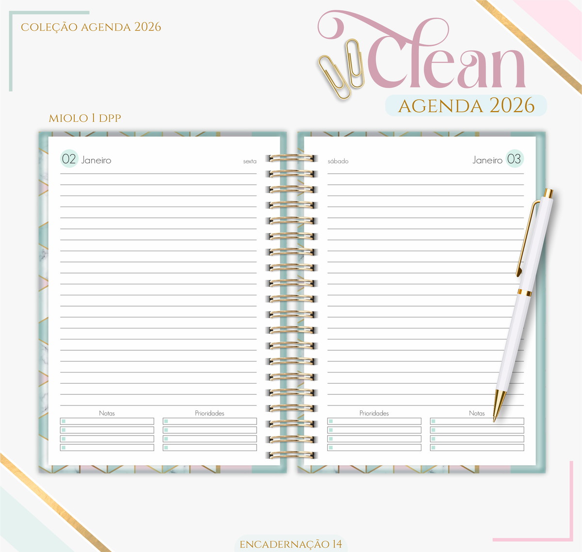Agenda Feminina Rose Green 2026 para Imprimir e Encadernar 3 Agenda Feminina Rose Green 2026 para Imprimir e Encadernar - Imagem 3