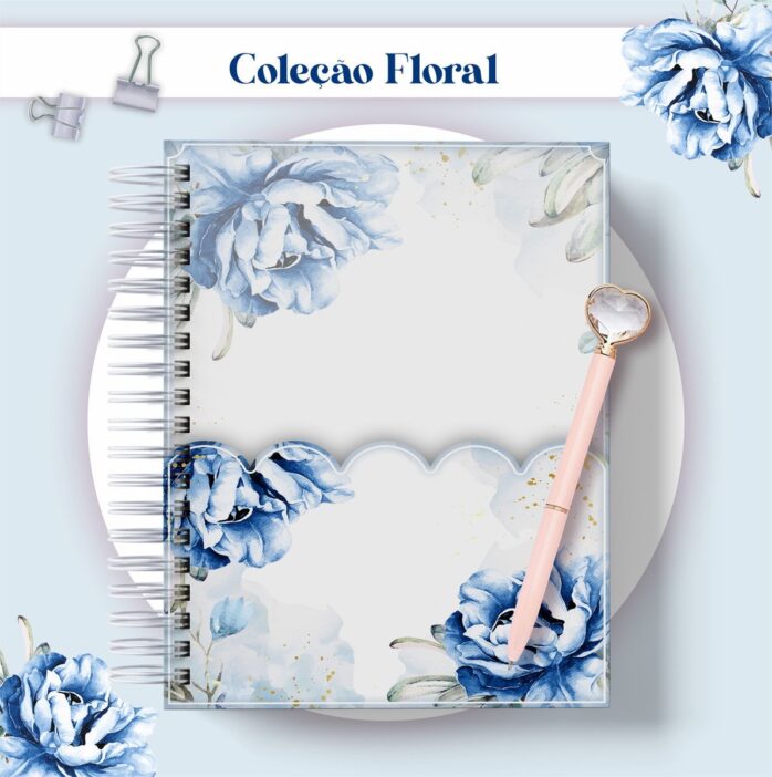 Agenda Floral Azul Datada 2023