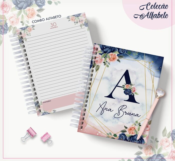 Agenda Floral Azul - Datada 2023