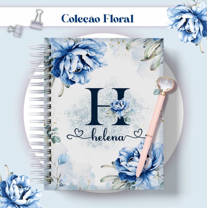 Agenda Floral Azul Datada 2023