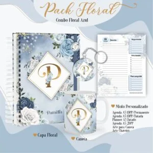 Agenda Floral Azul Escuro