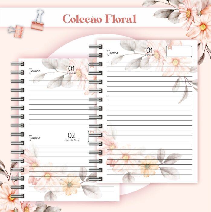 Agenda Floral Listrado Datada 2023
