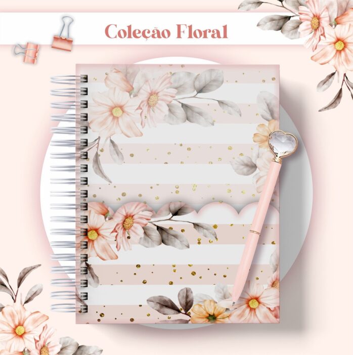 Agenda Floral Listrado Datada 2023