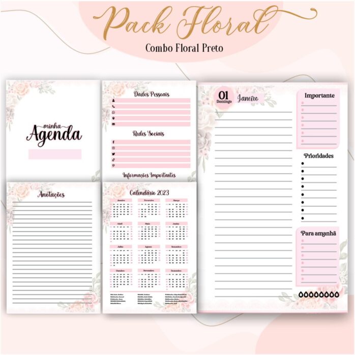Agenda Floral Preto 2023