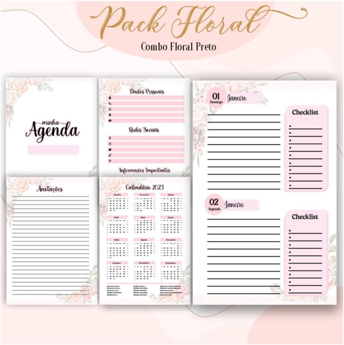 Agenda Floral Preto 2023