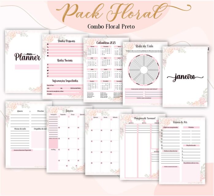 Agenda Floral Preto 2023