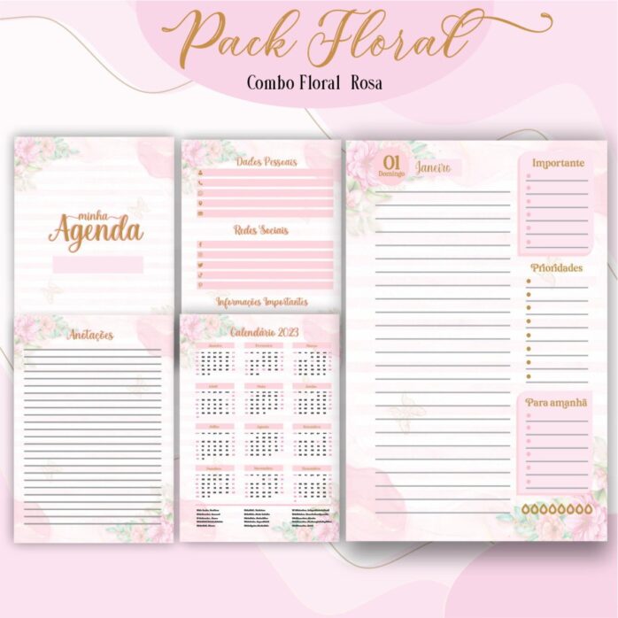Agenda Floral Rosa 2023