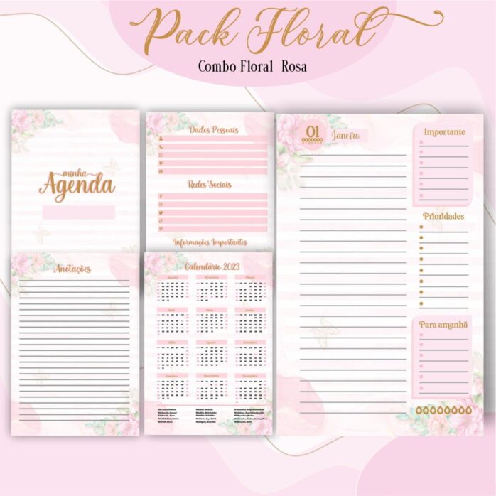 Agenda Floral Rosa 2023