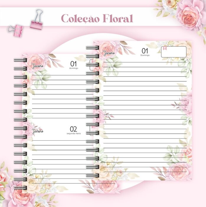 Agenda Floral Rosa Datada 2023