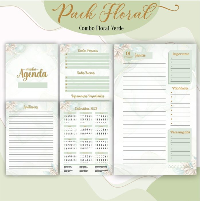 Agenda Floral Verde 2023
