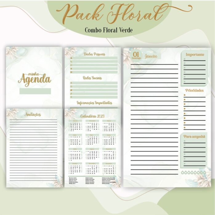 Agenda Floral Verde 2023