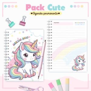 Agenda Infantil Permanente Unicórnio Cute