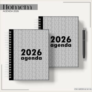 Agenda Masculina 2026 Cinza Arquivo Digital Personalizável 12 agenda masculina 2026 cinza arquivo digital