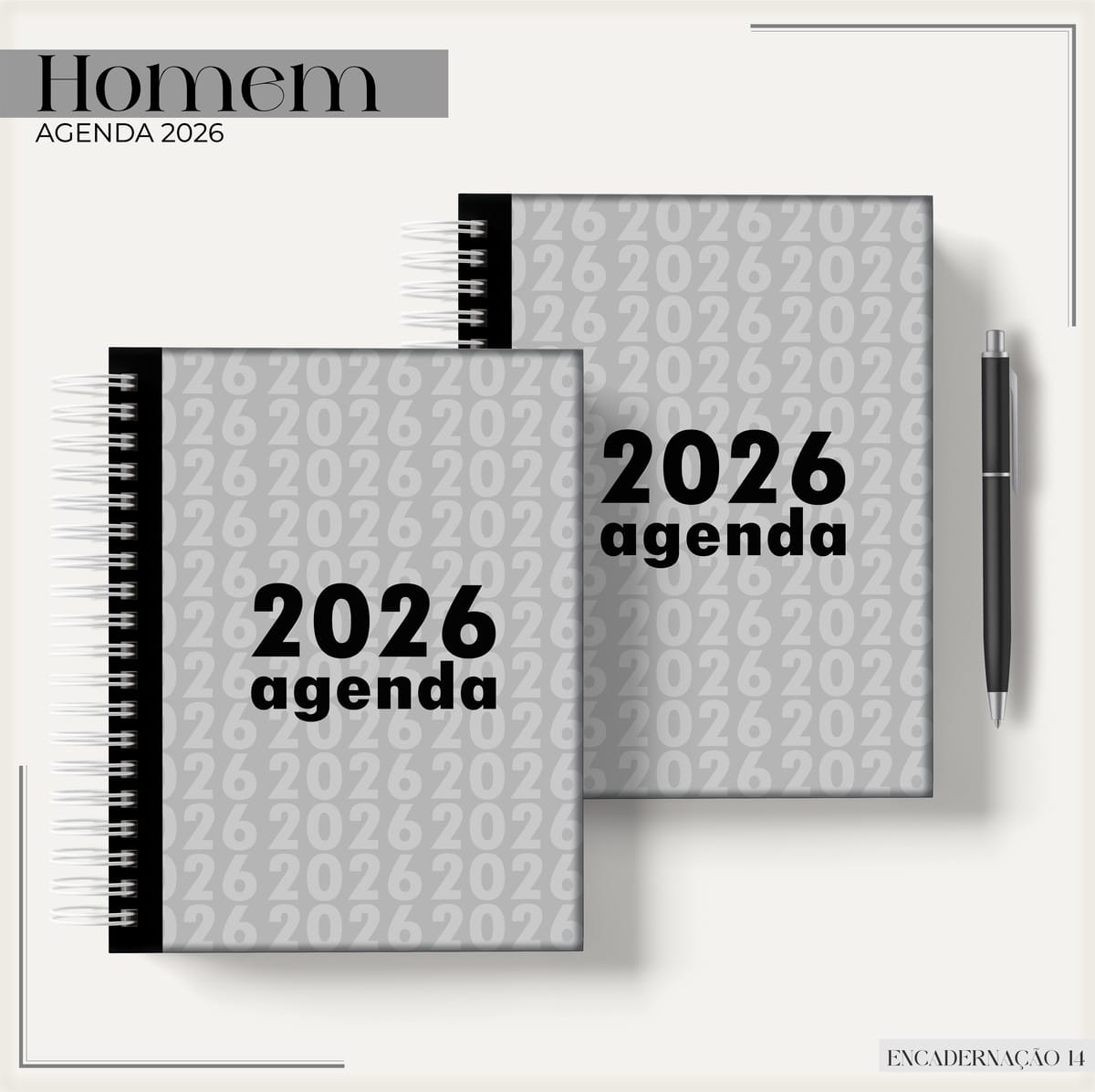 Agenda Masculina 2026 Cinza Arquivo Digital Personalizável 1 Agenda Masculina 2026 Cinza Arquivo Digital Personalizável