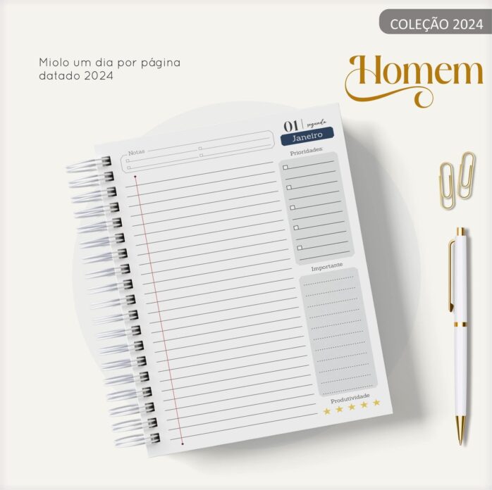 Agenda Masculina Azul e Cinza