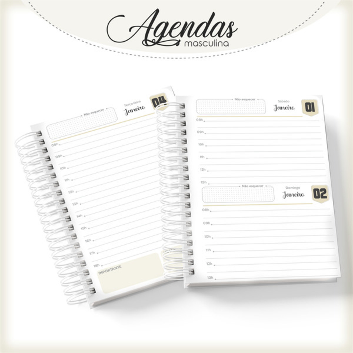 Agenda Masculina Digital Bege para Sublimação e Encadernação 2 Agenda Masculina Digital Bege para Sublimação e Encadernação - Imagem 2