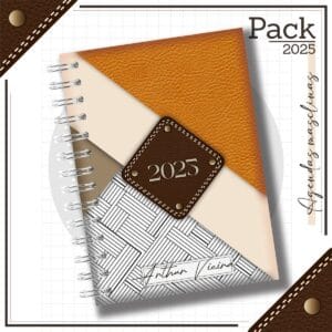 Agenda Masculina Couro Laranja 2025
