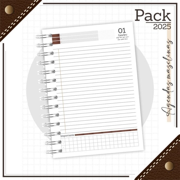 Agenda Masculina Couro Marrom 2025