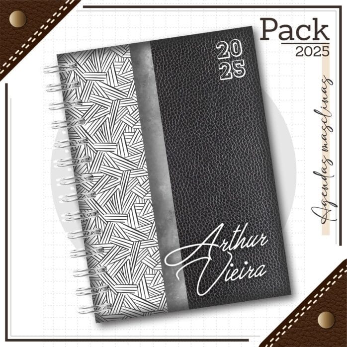 Agenda Masculina Couro Preto 2025