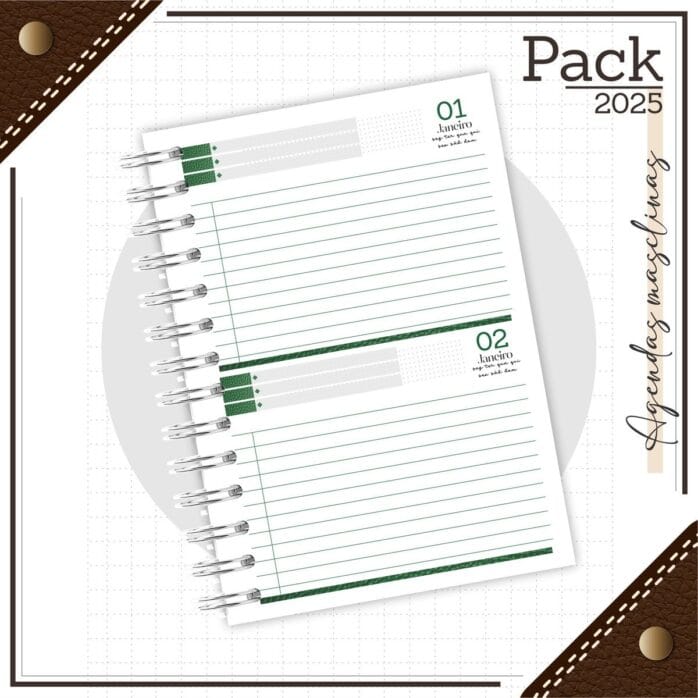 Agenda Masculina Couro Verde 2025