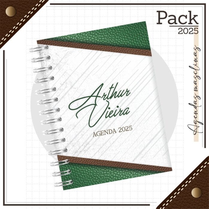 Agenda Masculina Couro Verde 2025