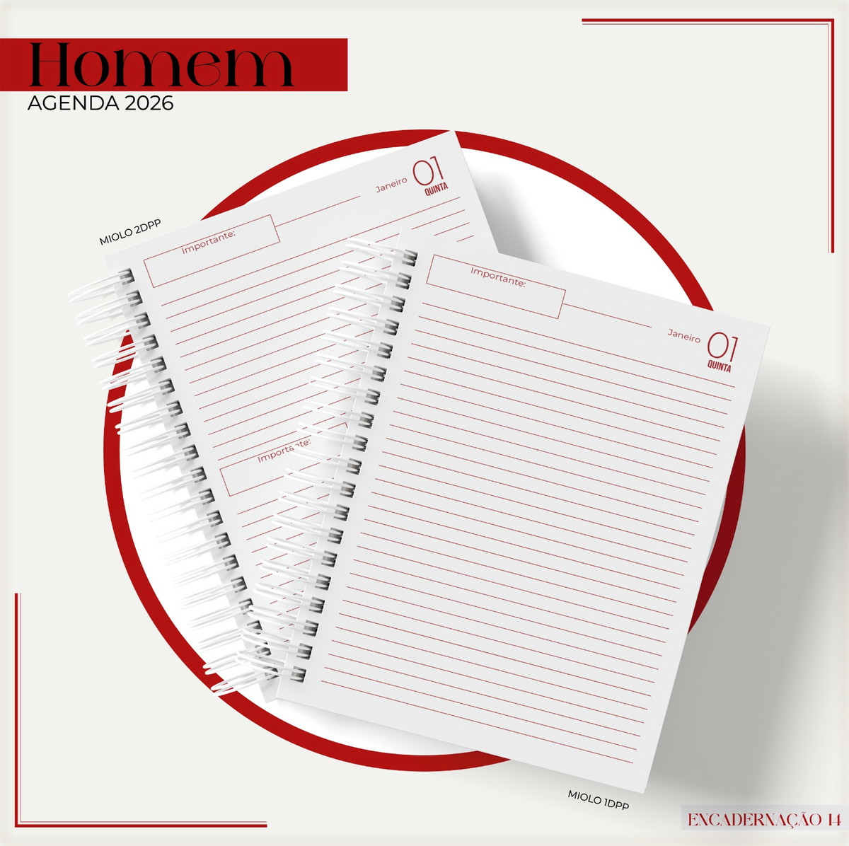 Agenda Masculina Vinho 2026 Kit Digital para Sublimação 2 Agenda Masculina Vinho 2026 Kit Digital para Sublimação - Imagem 2