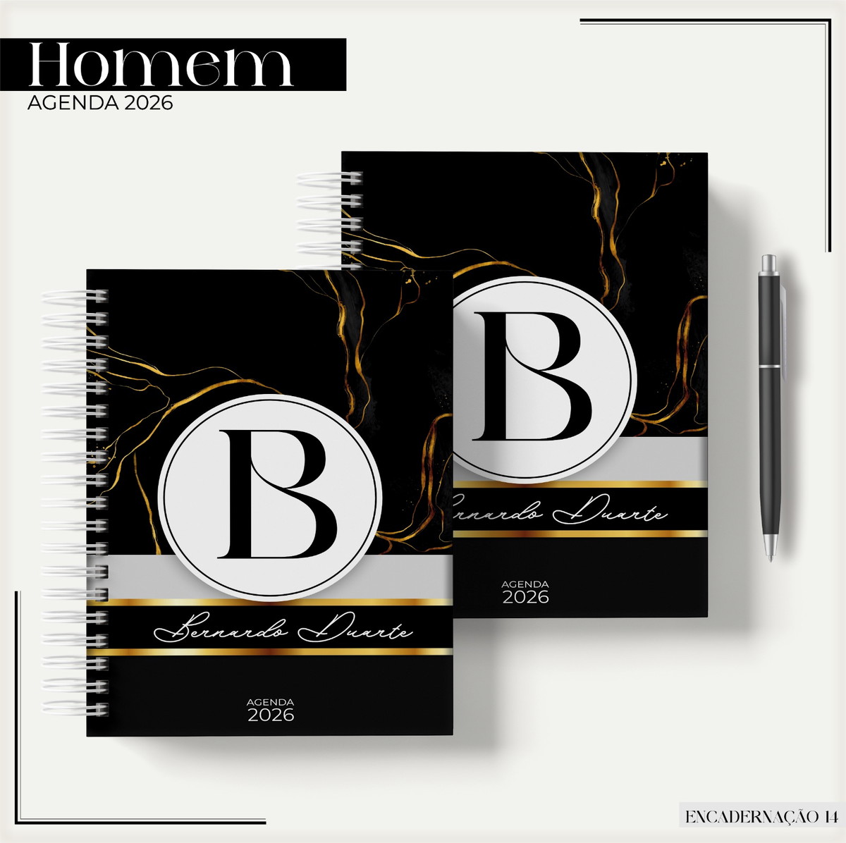 Agenda Masculina 2026 Digital Gold Black Personalizável 1 Agenda Masculina 2026 Digital Gold Black Personalizável