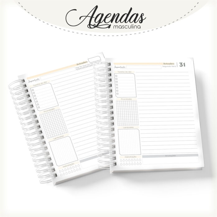 Agenda Masculina Iniciais Dourada